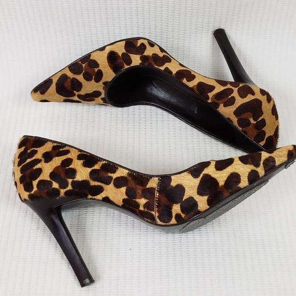 Gianni Bini Shoes - Gianni Bini Pointy Toe furry Animal Print Heels